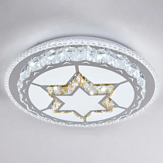 Modern Round Led Crystal Flush Mount Ceiling Light In Stainless Steel - Bedroom Stainless - Steel /