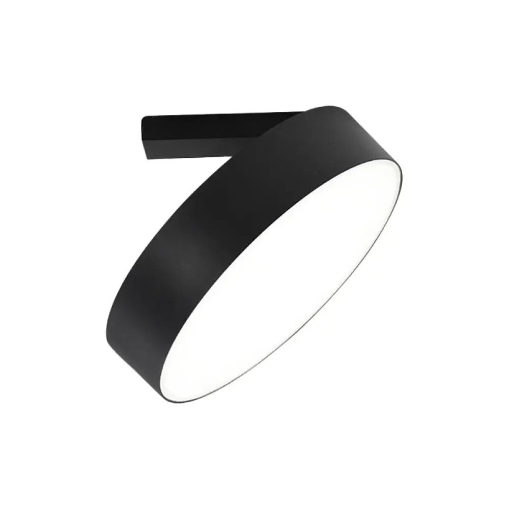 Modern Round Led Flushmount Ceiling Light In Black - 8/12 Diameter