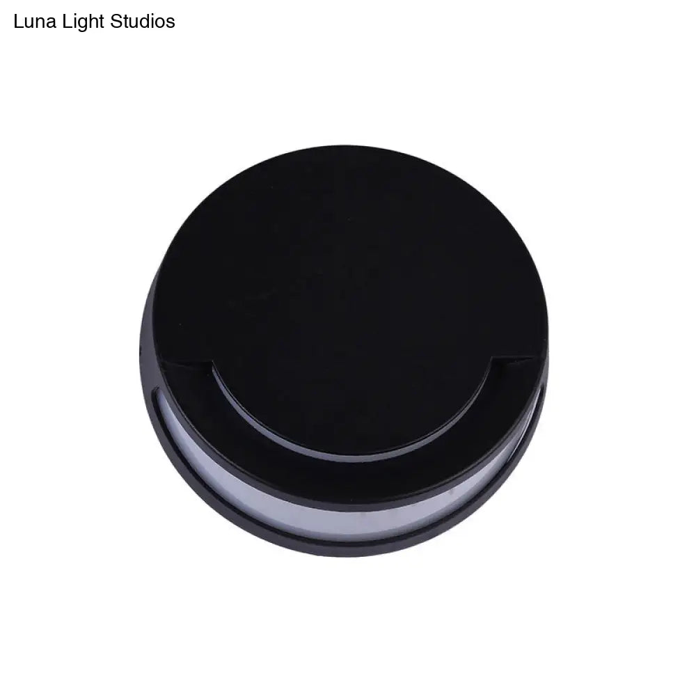 Modern Round Led Wall Sconce Lamp - Sleek Aluminum Courtyard Lighting In Black
