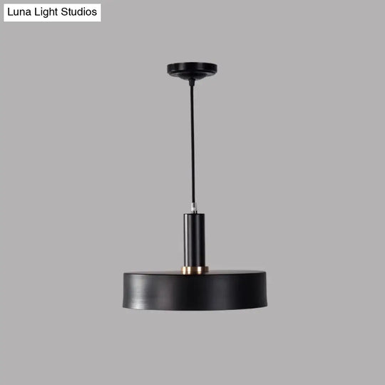 Contemporary Metallic 1-Head Ceiling Light For Bedroom: Round Drop Lamp Black