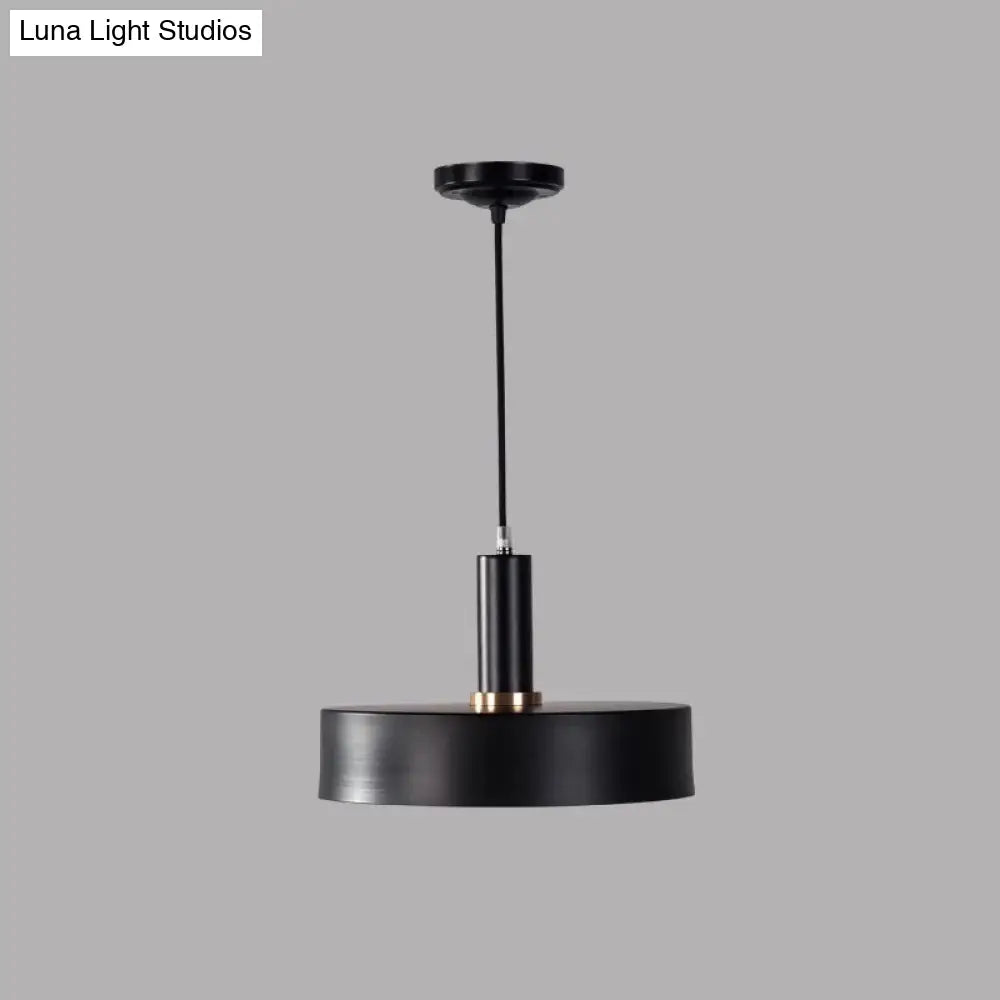 Modern Round Metal Ceiling Light: Single-Head Hanging Lamp For Bedroom Black