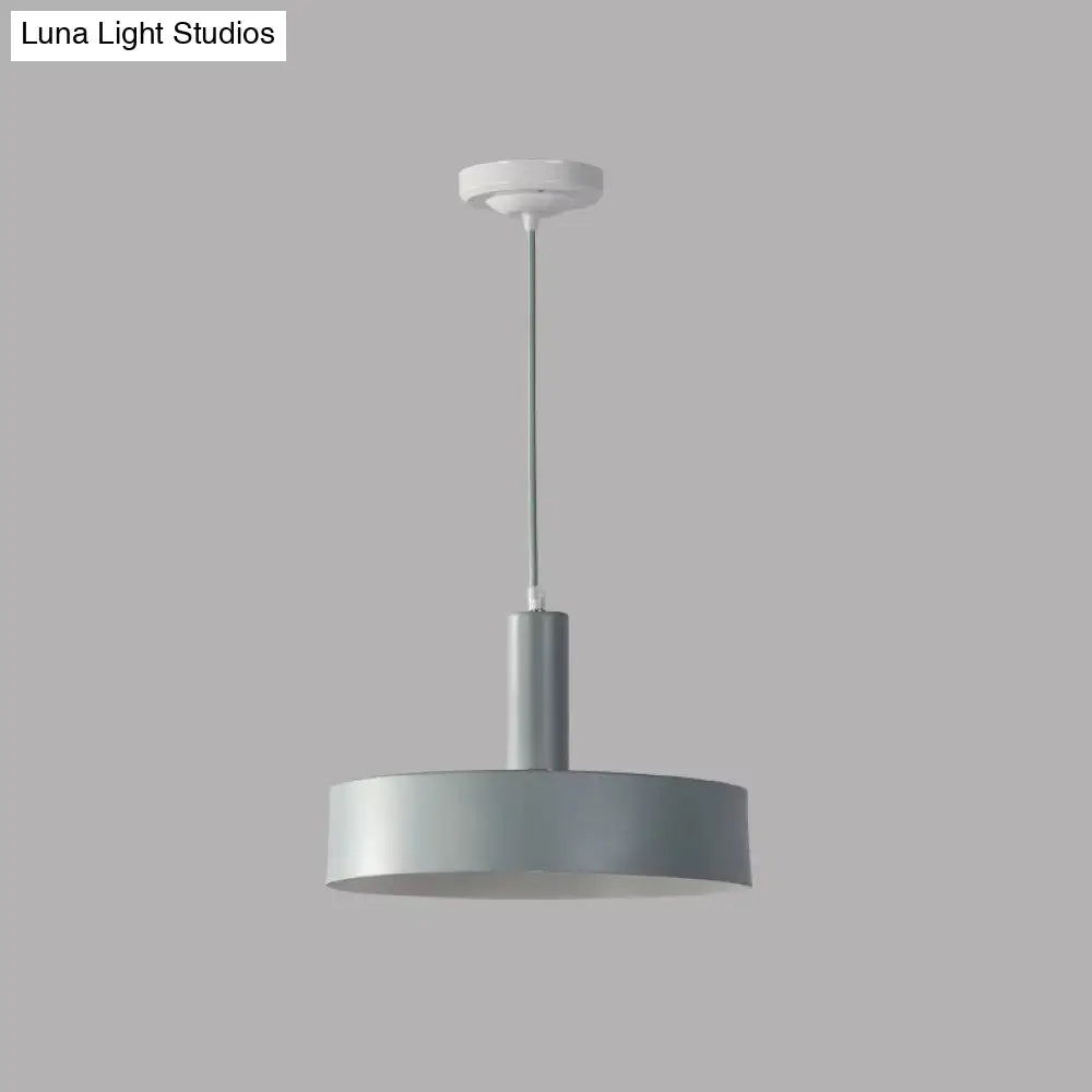 Modern Round Metal Ceiling Light: Single-Head Hanging Lamp For Bedroom Green