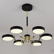 Modern Scandinavian Round Hanging Chandelier - 6-Light Acrylic Pendant Fixture For Living Room Black