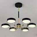 Modern Scandinavian Round Hanging Chandelier - 6-Light Acrylic Pendant Fixture For Living Room Black