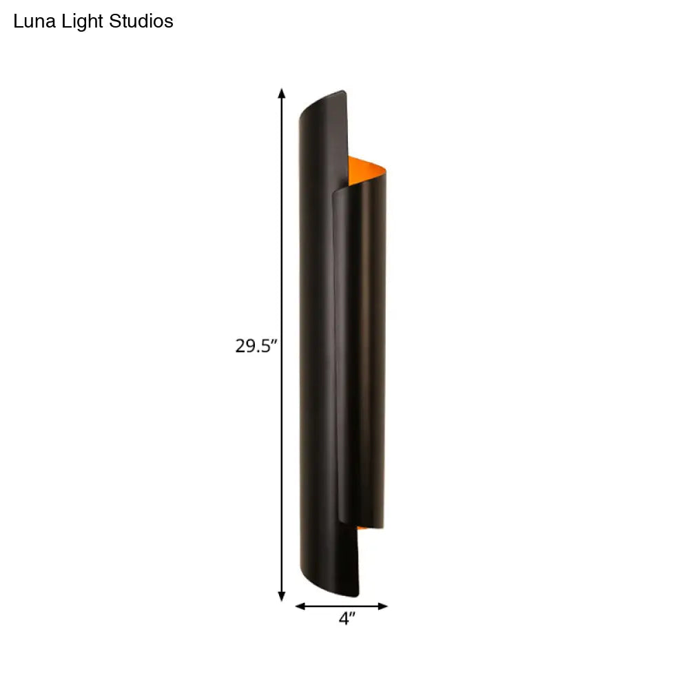 Modern Scrolled Wall Lamp - Black/White/Gold 2-Light Sconce 16/21.5/29.5 Wide