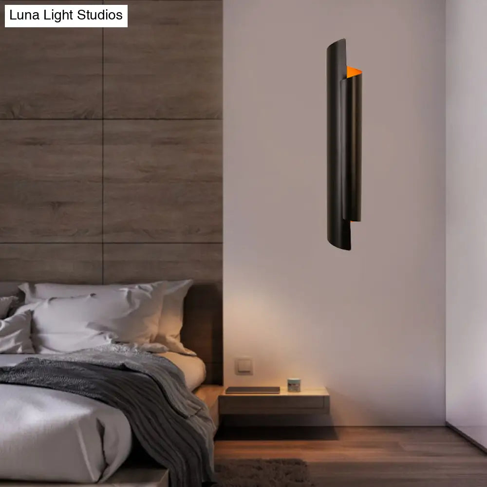 Modern Scrolled Wall Lamp - Black/White/Gold 2-Light Sconce 16/21.5/29.5 Wide