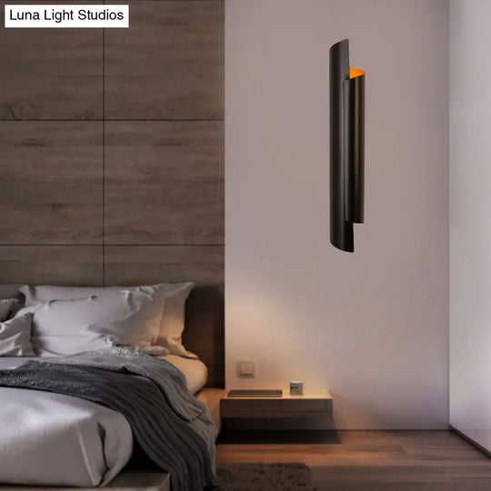 Modern Scrolled Wall Lamp - Black/White/Gold 2-Light Sconce 16/21.5/29.5 Wide