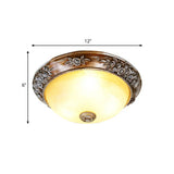 Modern Semi-Globe Flush Mount Lamp - Resin Ceiling Fixture In Sepia For Balcony Available 12/16/19.5