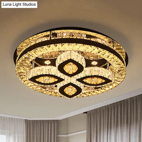 Modern Semi Mount Led Ceiling Light With Crystal Accents - Clover/Star Bedroom Lighting In Chrome /