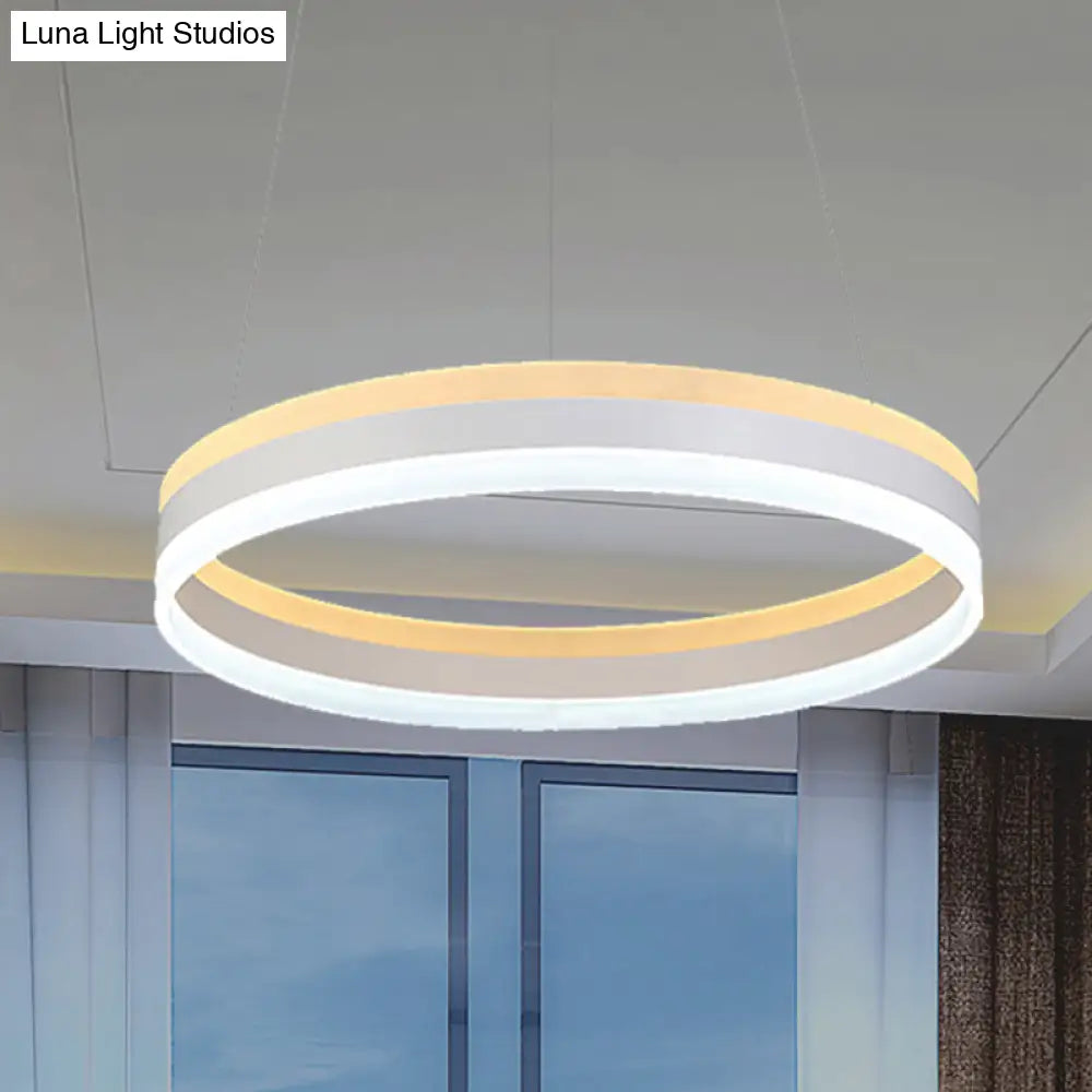 Modern Silver Circular Led Chandelier Pendant Light Fixture | 1/2/3-Light Acrylic Ceiling Lighting 1