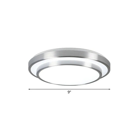 Modern Silver Flush Mount Lighting With Acrylic Shade Integrated Led Ceiling Light For Living Room
