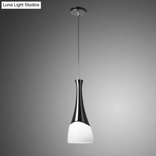Modern Silver Funnel Shaped Glass Pendant Light Fixture - Multi-Light White Hanging Lamp For Diner 1