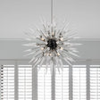 Modern Silver Starburst Chandelier With 9 Clear Crystal Lights - Perfect For Restaurants