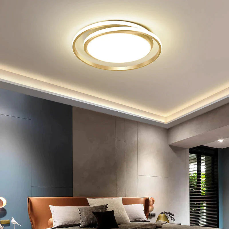 Plafonnier LED circulaire créatif de chambre à coucher simple et moderne