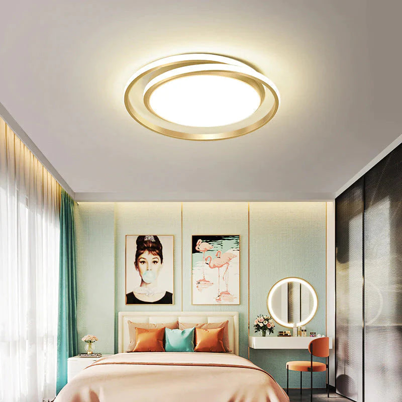 Plafonnier LED circulaire créatif de chambre à coucher simple et moderne