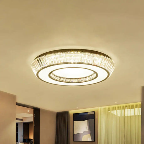 Modern Simple Crystal Block Led Coffee Flush Mount Lighting For Living Room Clear