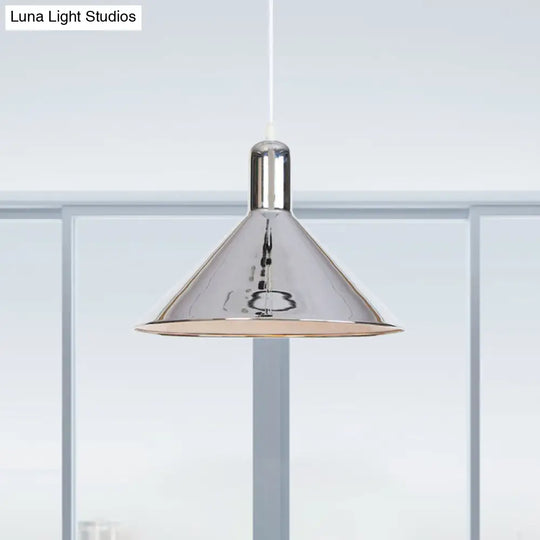 Modern Single Light Conical Pendant With Electroplated Metal Shade