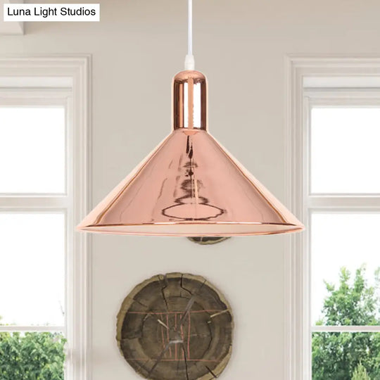 Modern Single Light Conical Pendant With Electroplated Metal Shade
