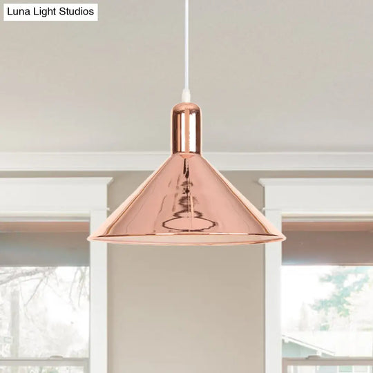 Electroplated Conical Pendant Light - Modern Single Fixture With Metal Shade