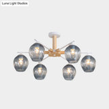 Modern Smoke Gray Glass Pendant Chandelier - 3/6 Light Modo Hanging Fixture For Living Room