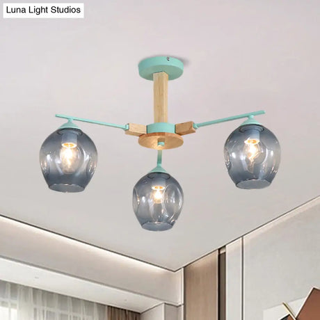 Modern Smoke Gray Glass Pendant Chandelier - 3/6 Light Modo Hanging Fixture For Living Room
