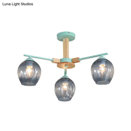 Modern Smoke Gray Glass Pendant Chandelier - 3/6 Light Modo Hanging Fixture For Living Room