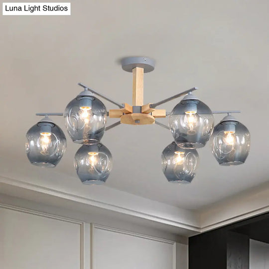 Modern Modo Pendant Chandelier - Smoke Gray Glass 3/6 Light Fixture For Living Room 6 / Grey