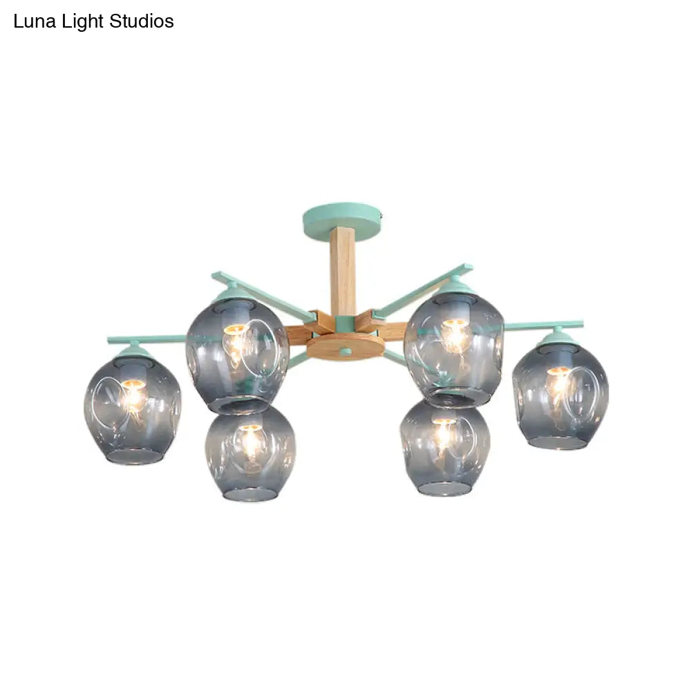 Modern Smoke Gray Glass Pendant Chandelier - 3/6 Light Modo Hanging Fixture For Living Room