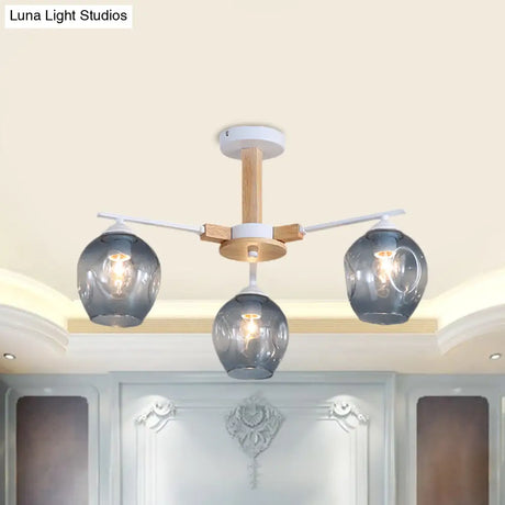Modern Smoke Gray Glass Pendant Chandelier - 3/6 Light Modo Hanging Fixture For Living Room
