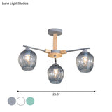 Modern Smoke Gray Glass Pendant Chandelier - 3/6 Light Modo Hanging Fixture For Living Room
