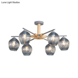 Modern Smoke Gray Glass Pendant Chandelier - 3/6 Light Modo Hanging Fixture For Living Room