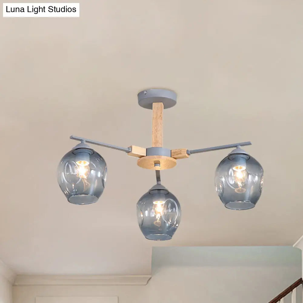 Modern Modo Pendant Chandelier - Smoke Gray Glass 3/6 Light Fixture For Living Room