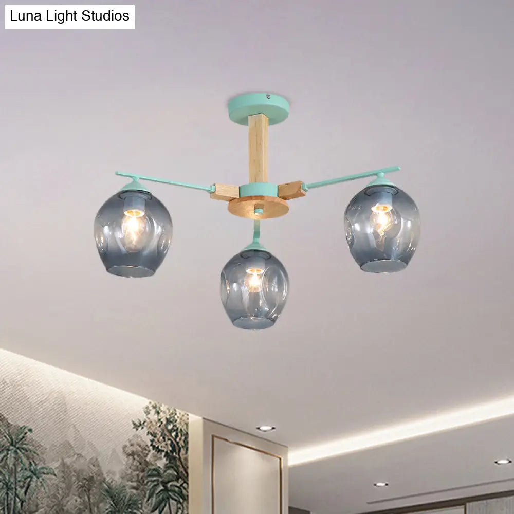 Modern Smoke Gray Glass Pendant Chandelier - 3/6 Light Modo Hanging Fixture For Living Room