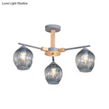 Modern Smoke Gray Glass Pendant Chandelier - 3/6 Light Modo Hanging Fixture For Living Room
