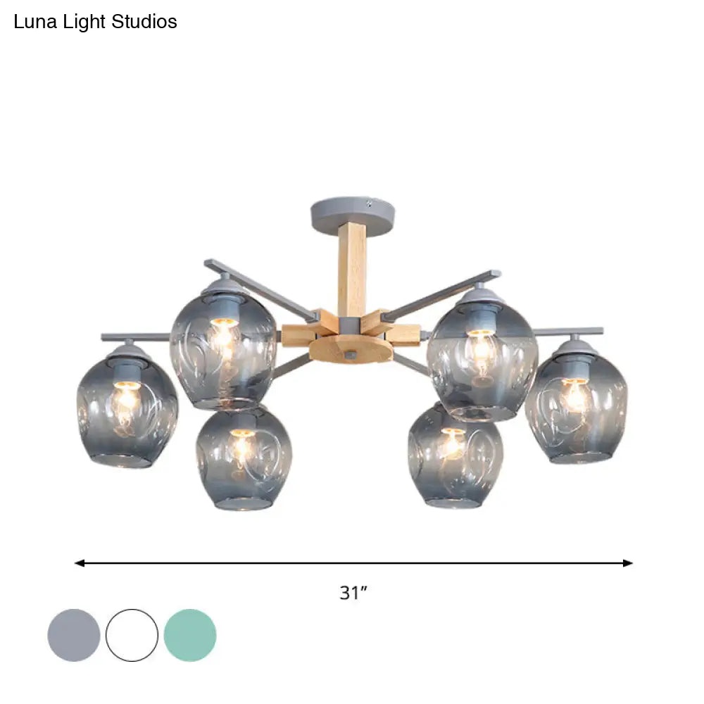 Modern Modo Pendant Chandelier - Smoke Gray Glass 3/6 Light Fixture For Living Room