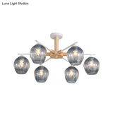 Modern Smoke Gray Glass Pendant Chandelier - 3/6 Light Modo Hanging Fixture For Living Room