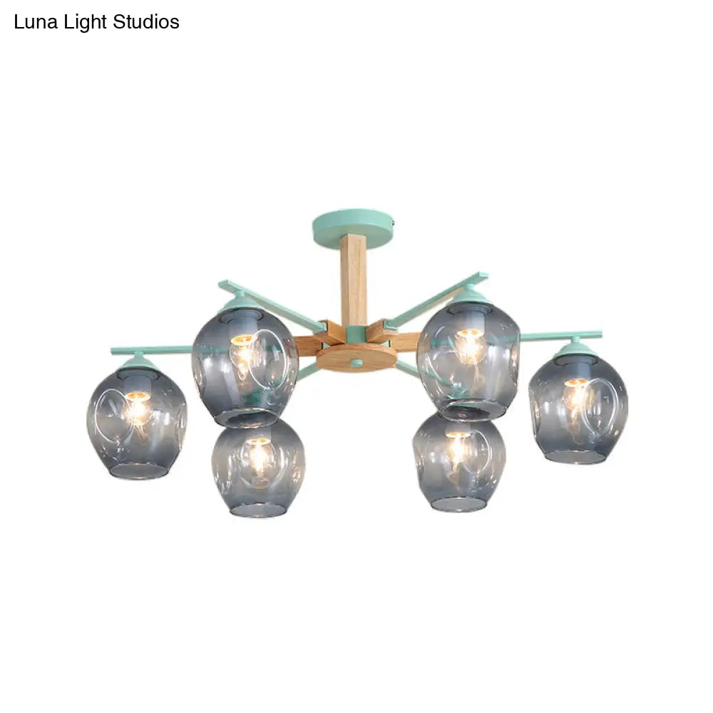 Modern Modo Pendant Chandelier - Smoke Gray Glass 3/6 Light Fixture For Living Room