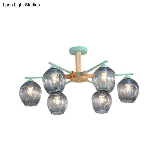 Modern Modo Pendant Chandelier - Smoke Gray Glass 3/6 Light Fixture For Living Room