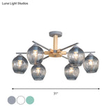 Modern Smoke Gray Glass Pendant Chandelier - 3/6 Light Modo Hanging Fixture For Living Room