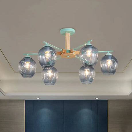 Modern Smoke Gray Glass Pendant Chandelier - 3/6 Light Modo Hanging Fixture For Living Room 6 /