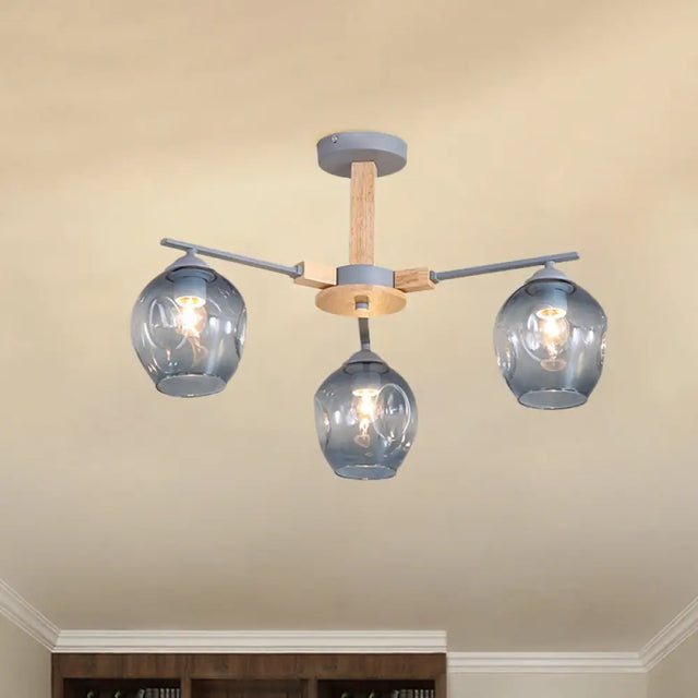 Modern Smoke Gray Glass Pendant Chandelier - 3/6 Light Modo Hanging Fixture For Living Room 3 / Grey