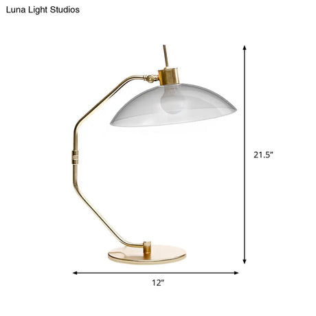 Modern Smoke Grey Glass Nightstand Lamp With Brass Task Lighting