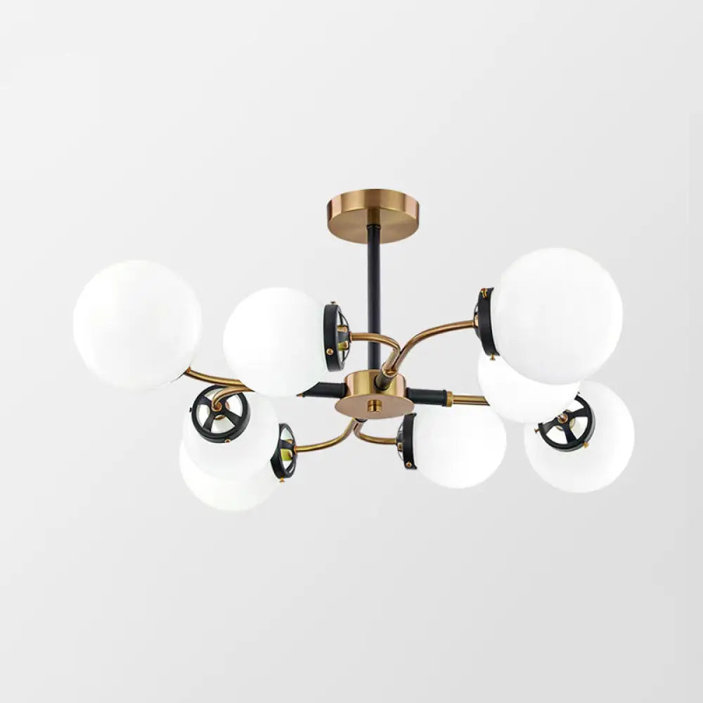 Modern Sphere Semi-Flush Ceiling Light In White/Smoke Gray Glass With 4/6/8 Lights For Living Room