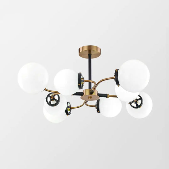 Modern Sphere Semi-Flush Ceiling Light In White/Smoke Gray Glass With 4/6/8 Lights For Living Room