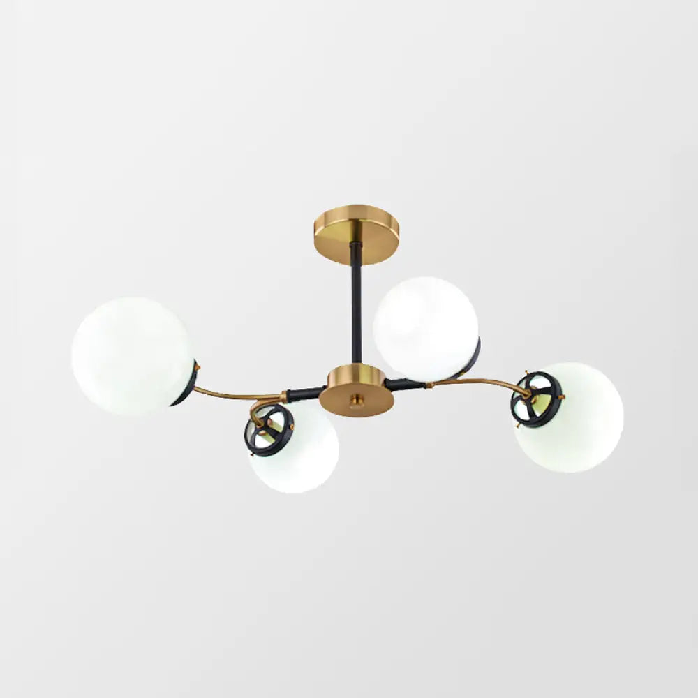 Modern Sphere Semi-Flush Ceiling Light In White/Smoke Gray Glass With 4/6/8 Lights For Living Room
