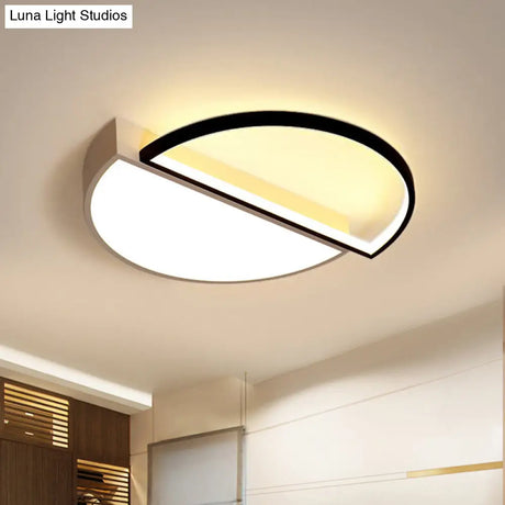 Modern Splicing Flush Mount Led Ceiling Light In Black/White With Dimming Control - 18’/21.5’ W
