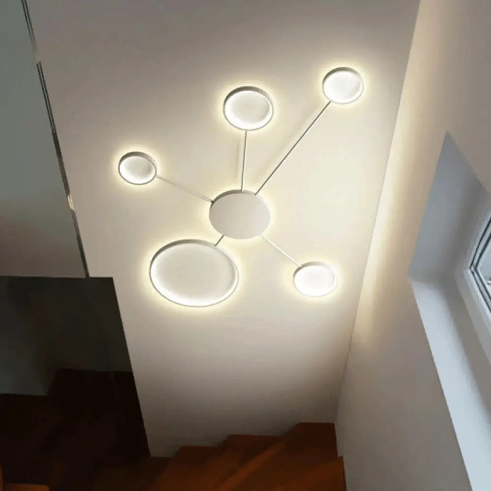 Modern Spoke Design Led Flush Mount Acrylic Ceiling Light In Black/White – Warm/White