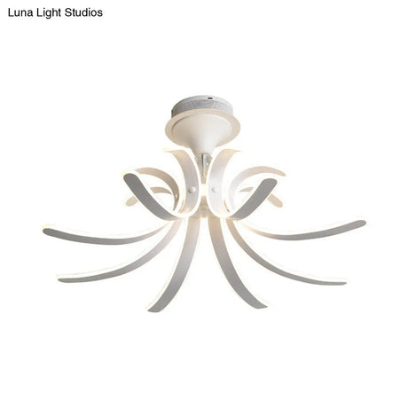 Modern Spring Acrylic Semi Flush Mount Led Ceiling Light White/Warm