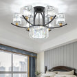Modern Sputnik Crystal Block Flush Light Fixture - 9/12 Head Semi Mount In Black 9 /