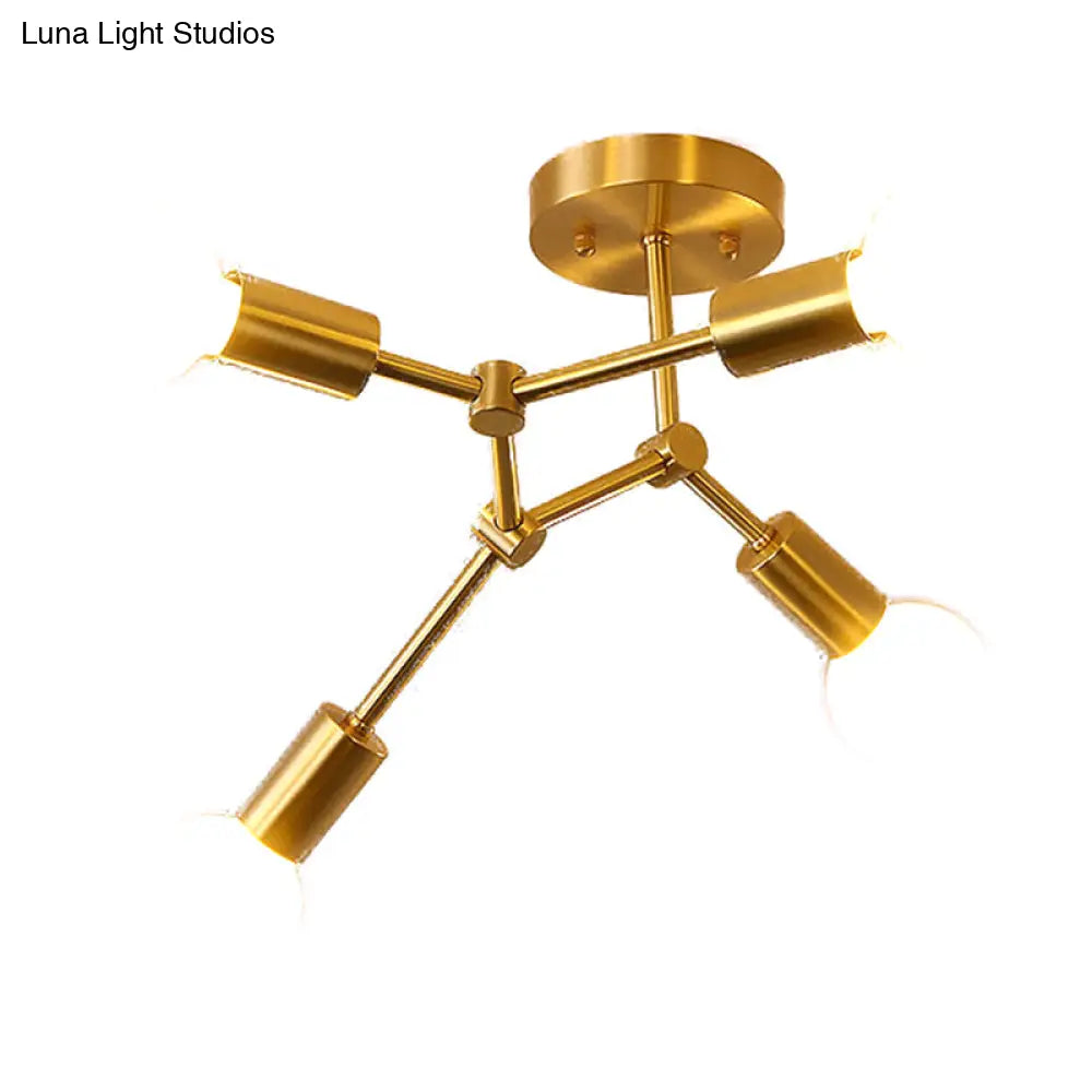 Modern Sputnik Flush Mount Ceiling Light - Stylish Glass Chandelier For Bedroom